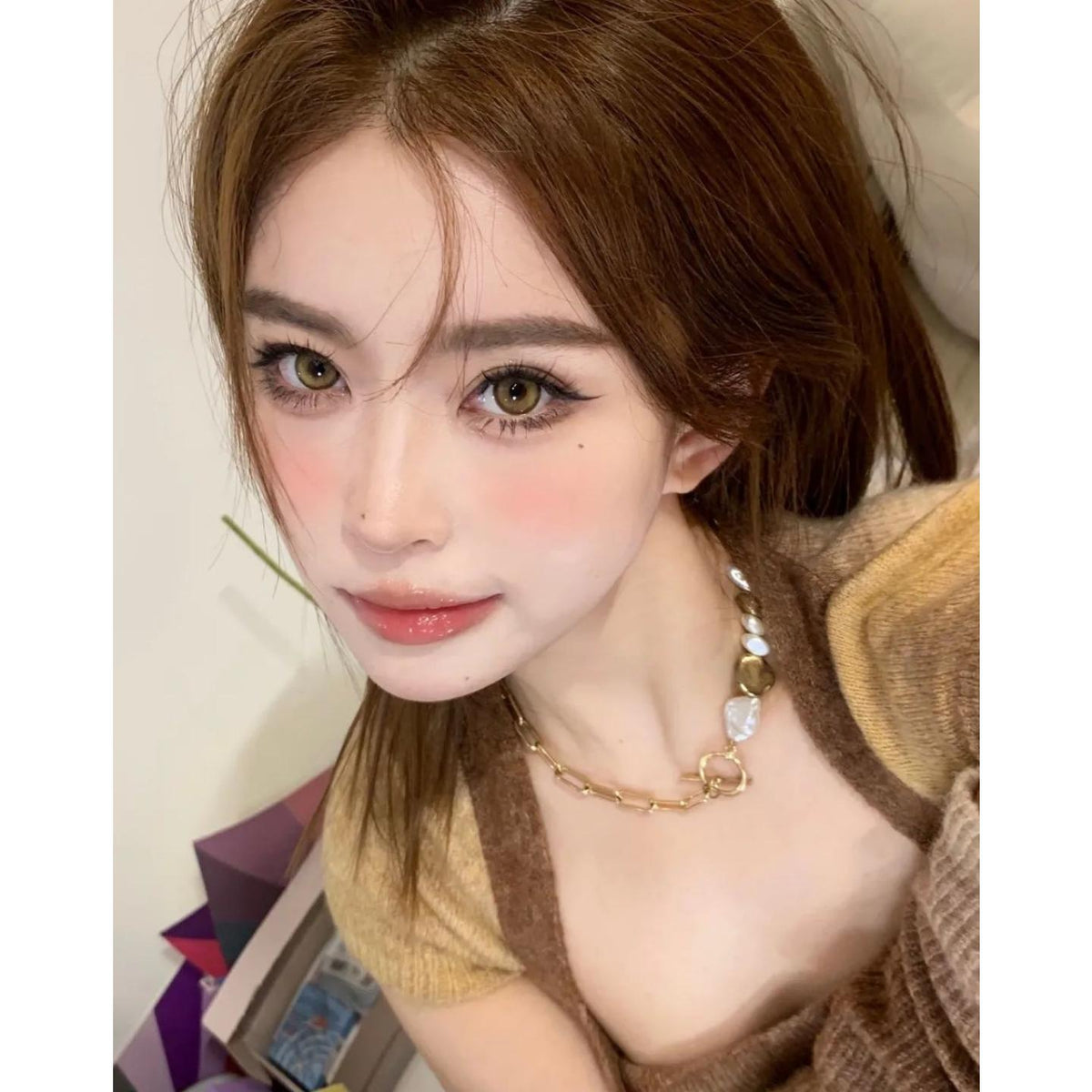 คอนแทคเลนส์สี DJKUAI Xiyoulens ขนาด 14.20 มม. สีน้ำตาล (ชนิดราย 6 เดือน)