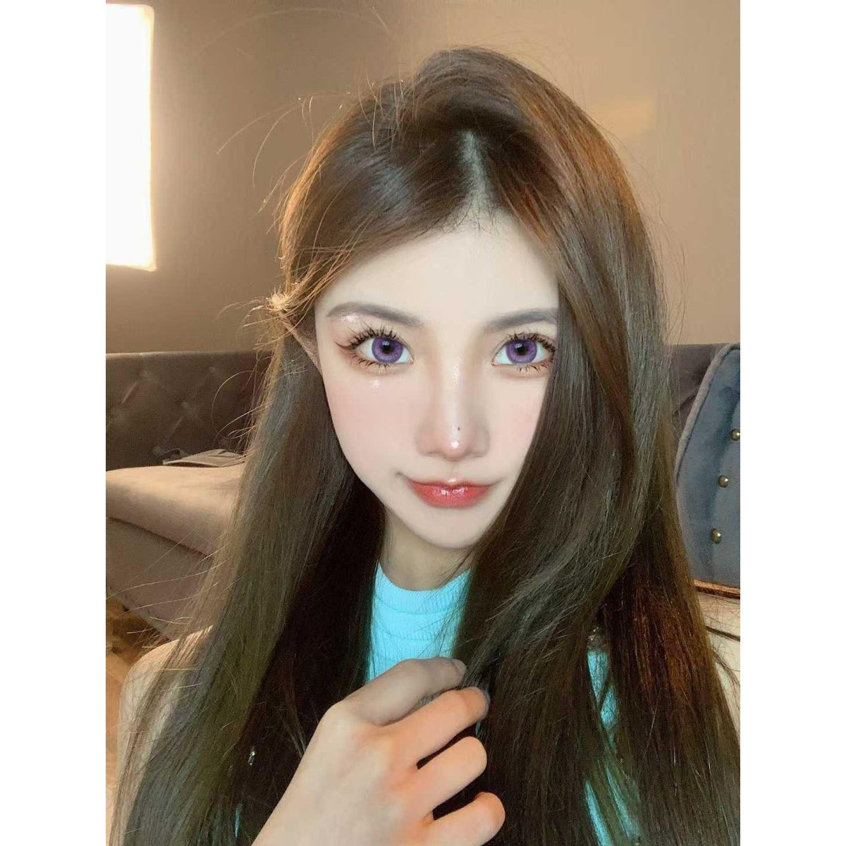 TKGJZI คอนแทคเลนส์สี Xiyoulens ขนาด 14.50 มม. สีม่วง (ชนิดราย 6 เดือน)