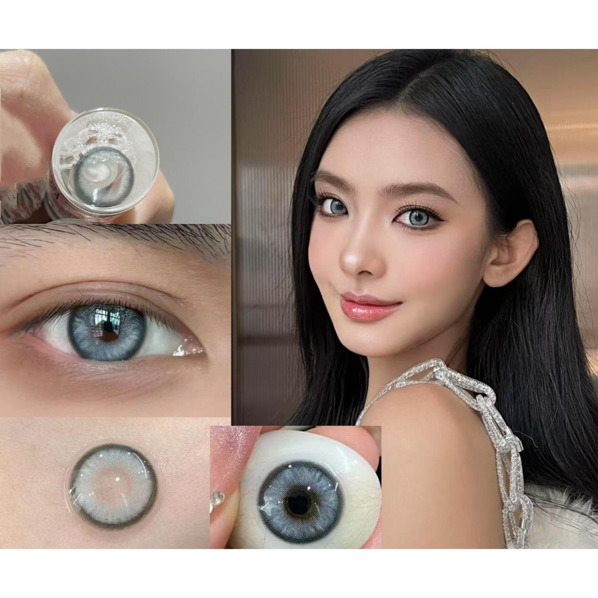 PXNYUE FLLYCON 14.20mm Blue Colored Contact Lenses (6 Months Wear)