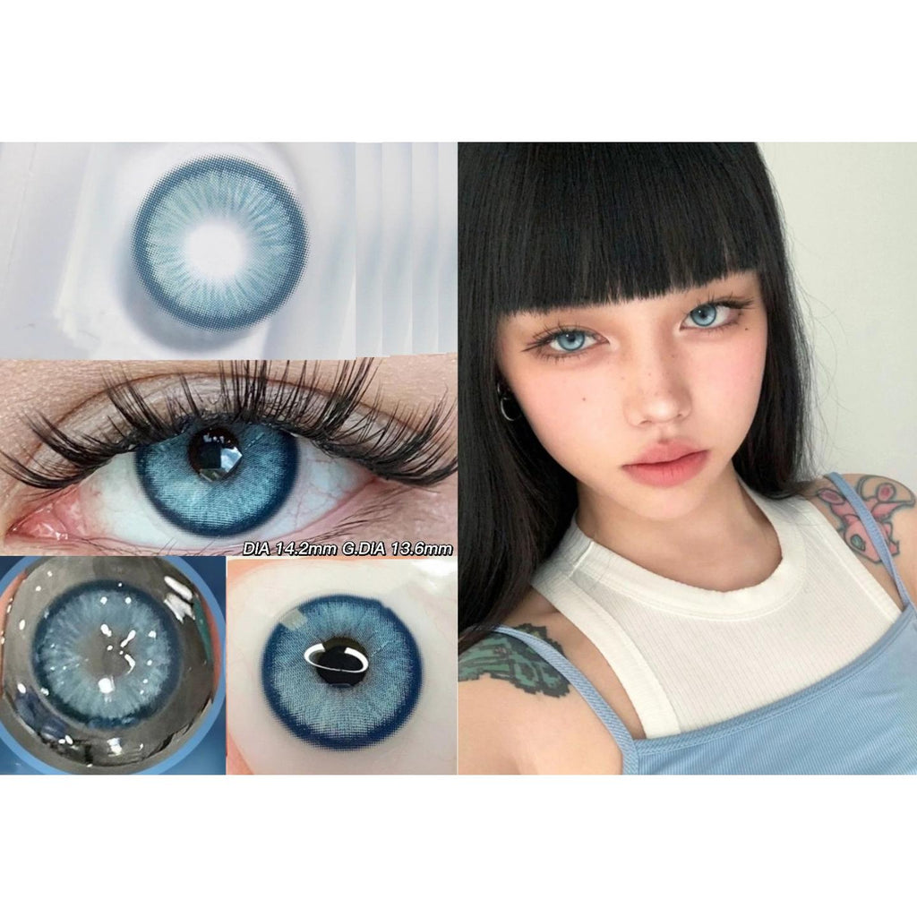 XBNHYU MorningCon 14.20mm Blue Colored Contact Lenses (6 Months Wear)