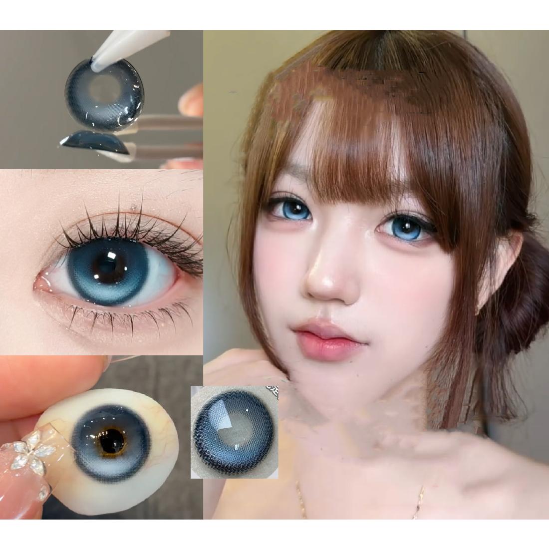 CDYGBHE OBALEN 14.50mm Blue Colored Contact Lenses (6 Months Wear)