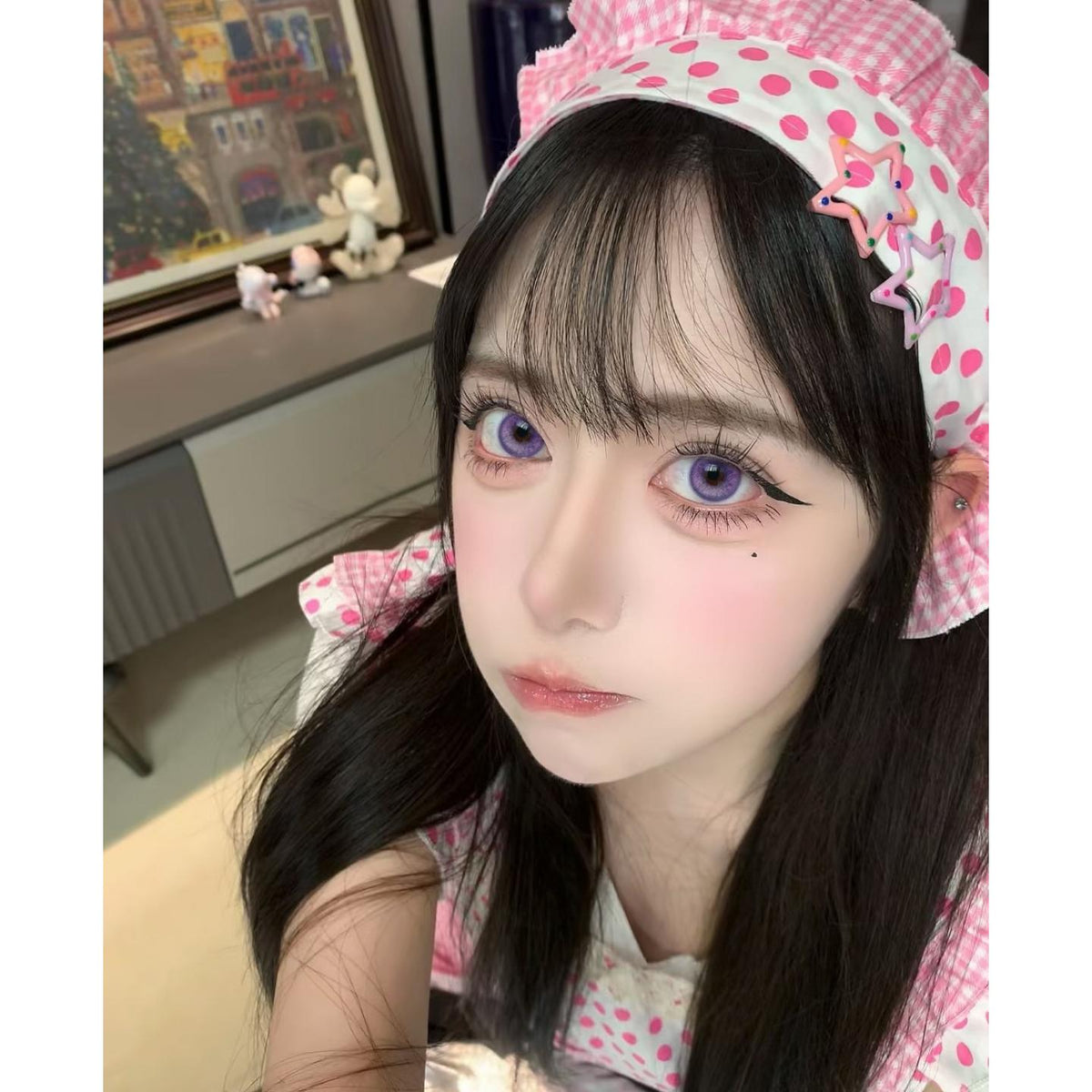 TKGJZI Xiyoulens 14.50mm Purple Colored Contact Lenses (6 Months Wear)