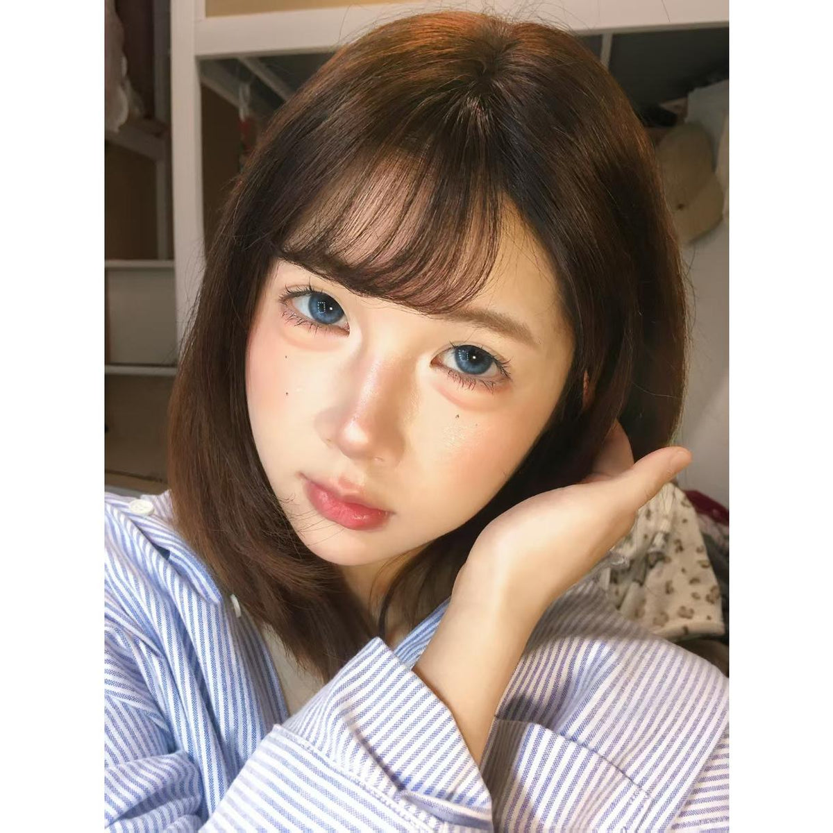 JSSSHENG MimiPark 14.20mm Blue Colored Contact Lenses (6 Months Wear)