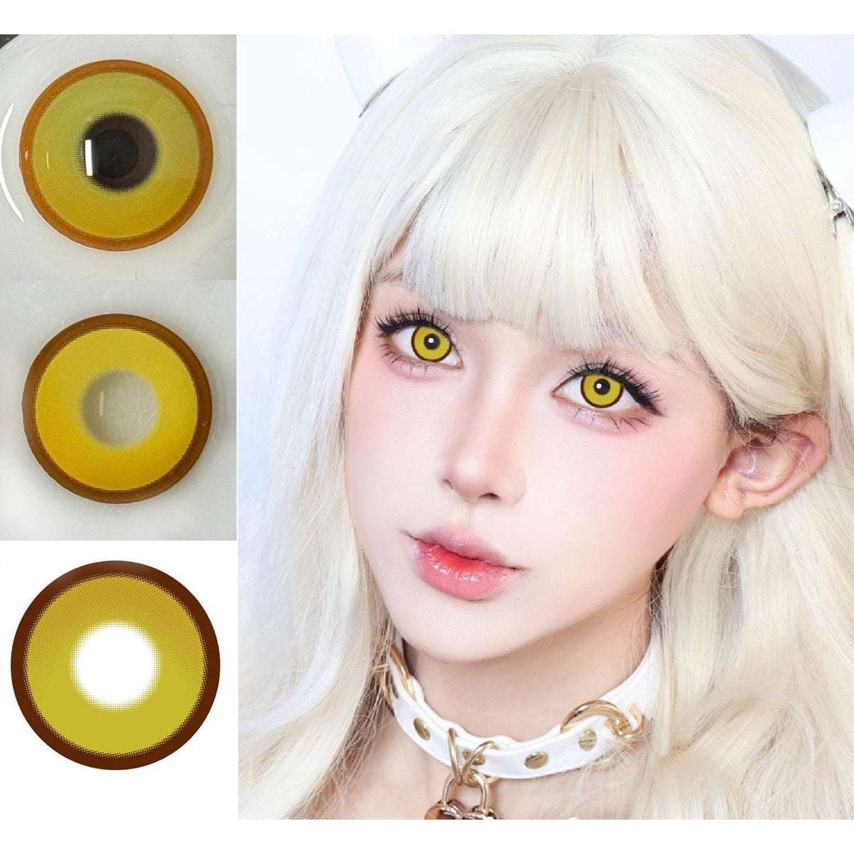 LRRJIN Xiyoulens 14.50mm Yellow Colored Contact Lenses (6 Months Wear)