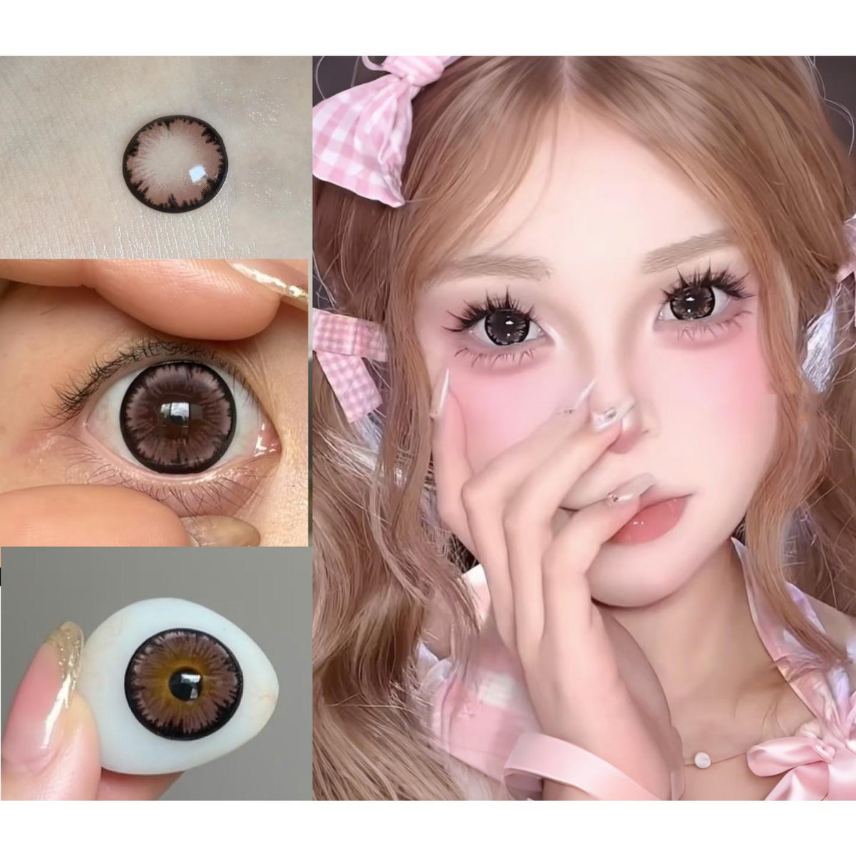 YHMSHU FLLYCON 14.50mm Pink Colored Contact Lenses (6 Months Wear)