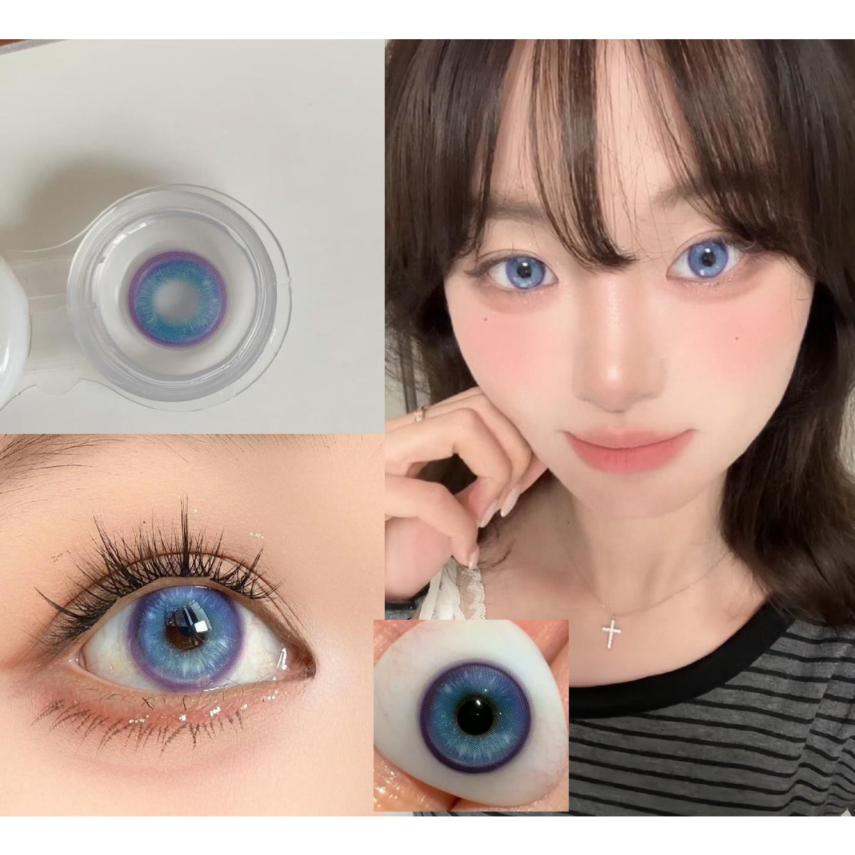 JXHBAN Xiyoulens 14.50mm Blue Purple Colored Contact Lenses (6 Months Wear)