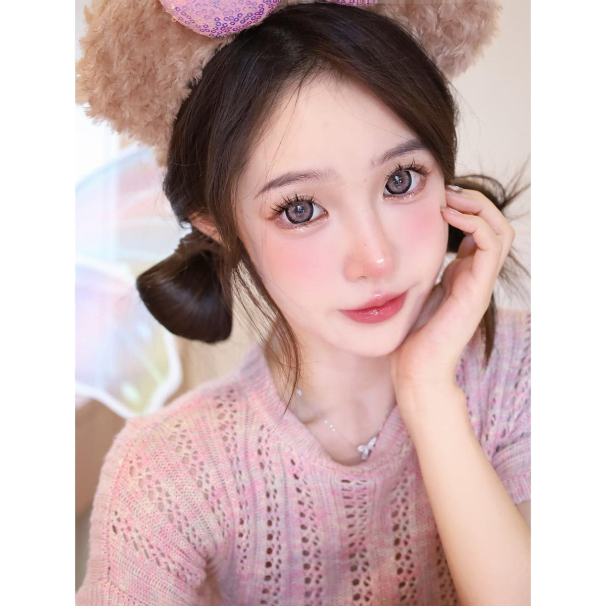 BSJFEN Xiyoulens 14.50mm Pink Colored Contact Lenses (6 Months Wear)