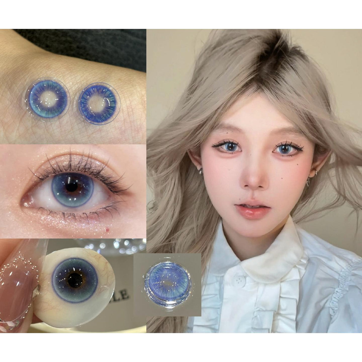 BLXYU thestarlens 14.20mm Blue Colored Contact Lenses (6 Months Wear)