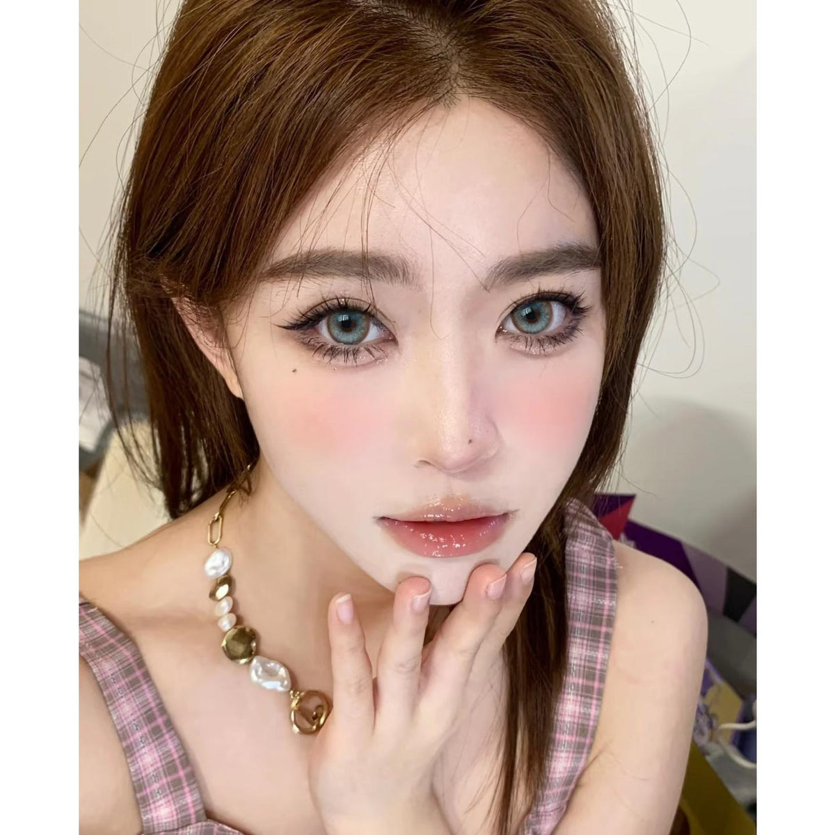 TKGJLAN Xiyoulens 14.50mm Blue Colored Contact Lenses (6 Months Wear)