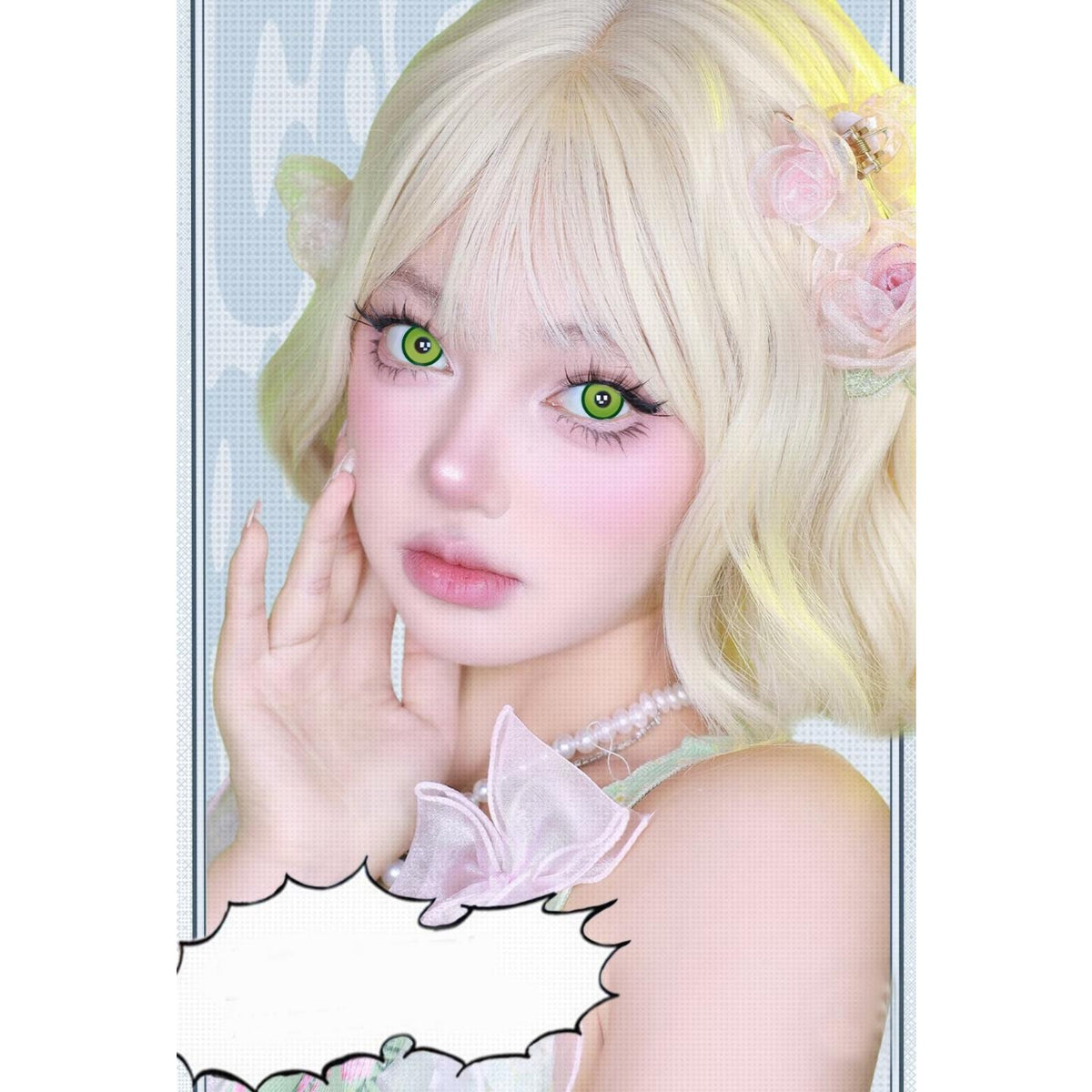QLQPAO Xiyoulens 14.50mm Green Colored Contact Lenses (6 Months Wear)