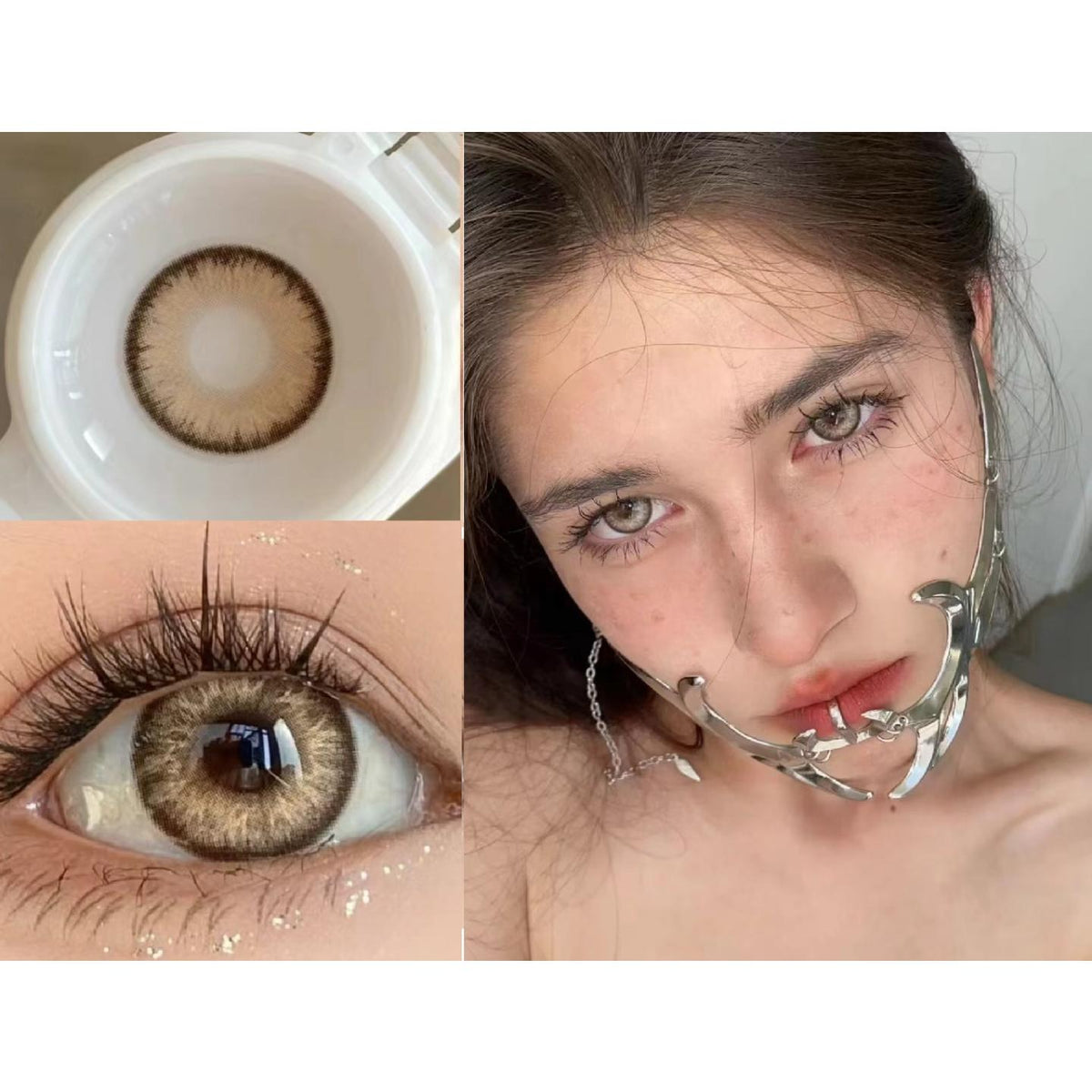 LMXBAO FLLYCON 14.50mm Brown Colored Contact Lenses (6 Months Wear)