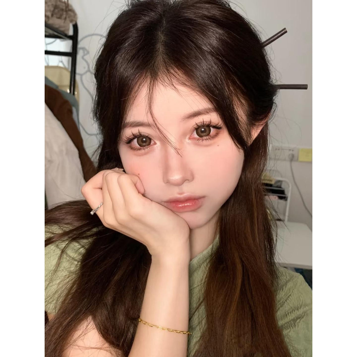 HJFSHI LRGOODCON 14.50mm Brown Colored Contact Lenses (6 Months Wear)