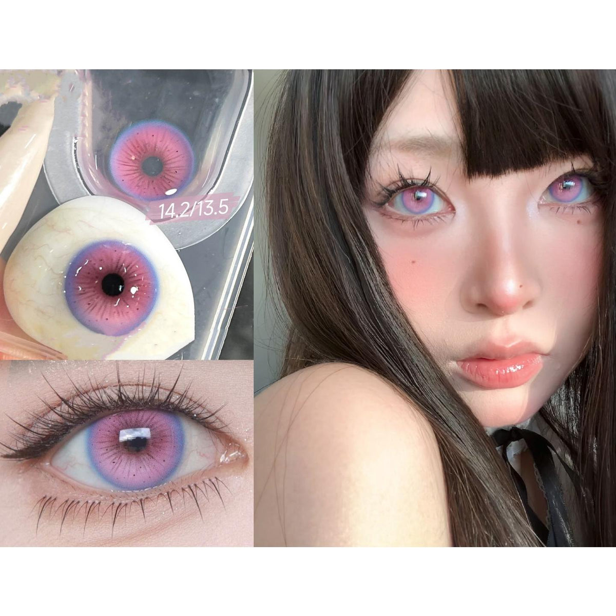 LMJGFEN Serltyca 14.20mm Pink Colored Contact Lenses (6 Months Wear)