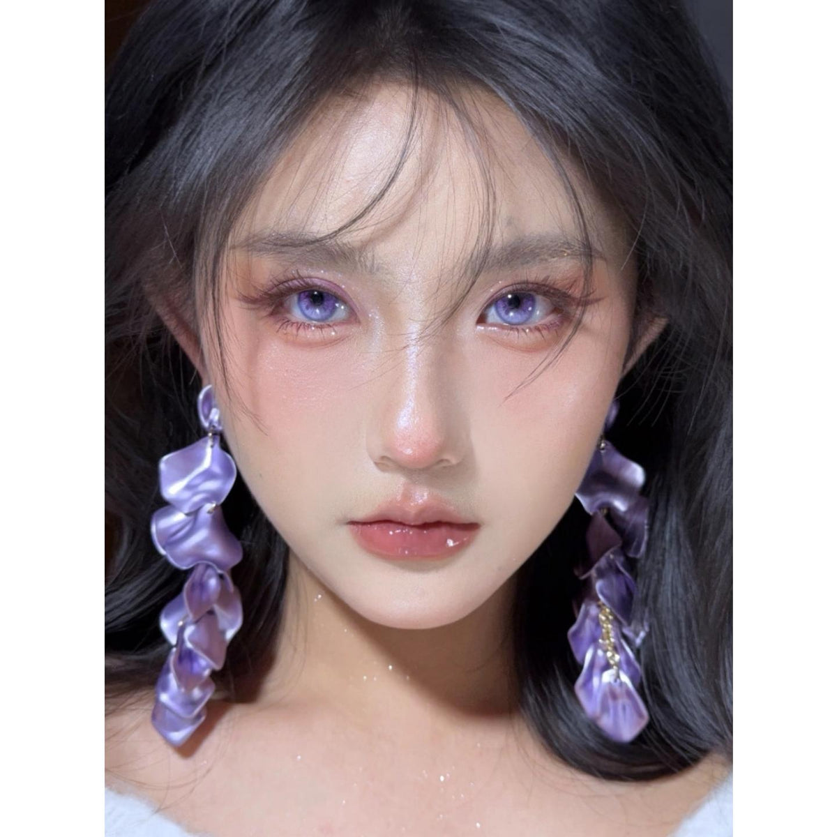 LJHDIE Xiyoulens 14.50mm Purple Colored Contact Lenses (6 Months Wear)