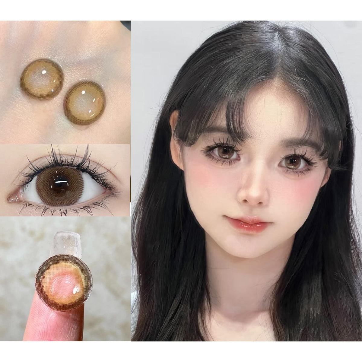 JZQPSHUI ROSELENS 14.50mm Brown Colored Contact Lenses (6 Months Wear)