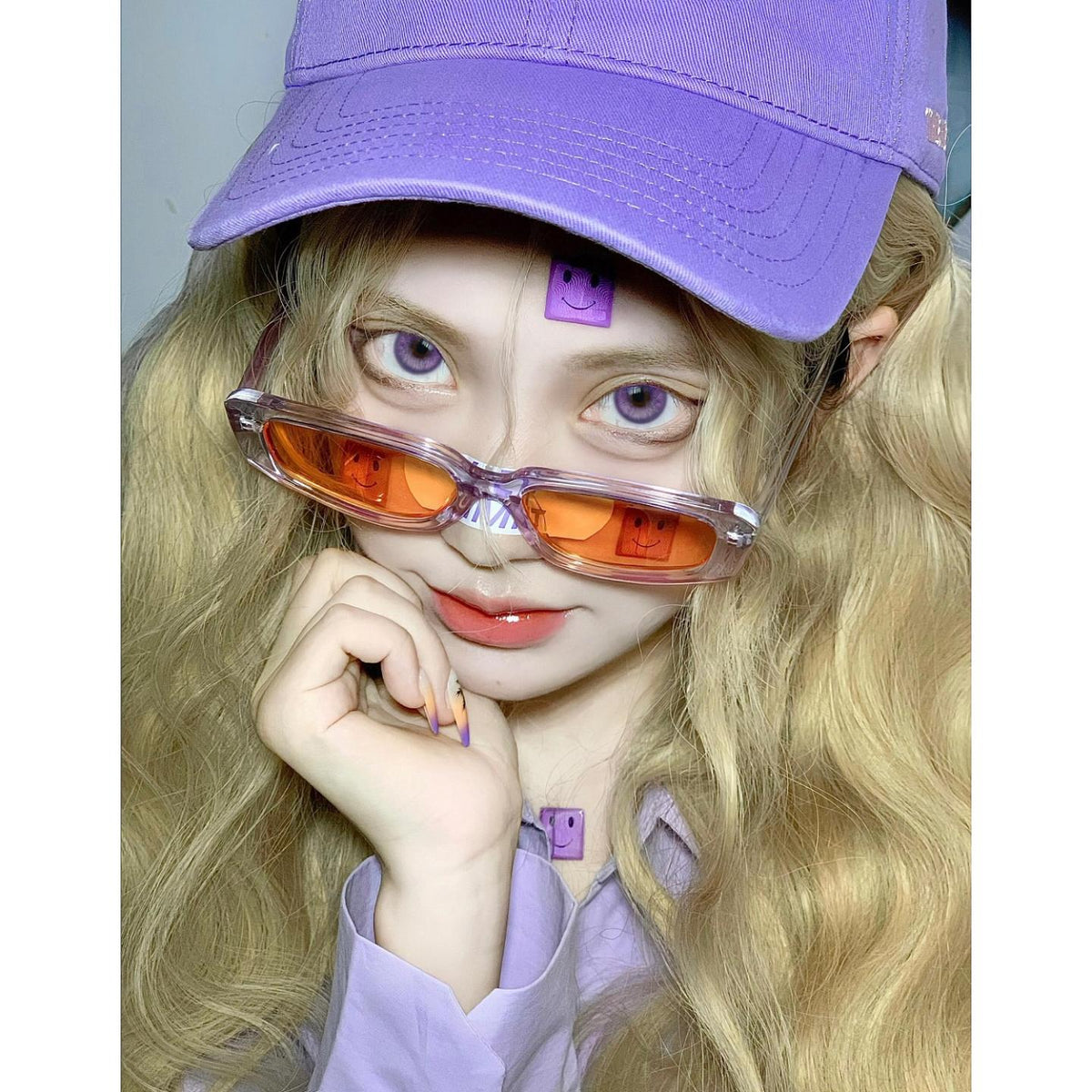 TKGJZI คอนแทคเลนส์สี Xiyoulens ขนาด 14.50 มม. สีม่วง (ชนิดราย 6 เดือน)