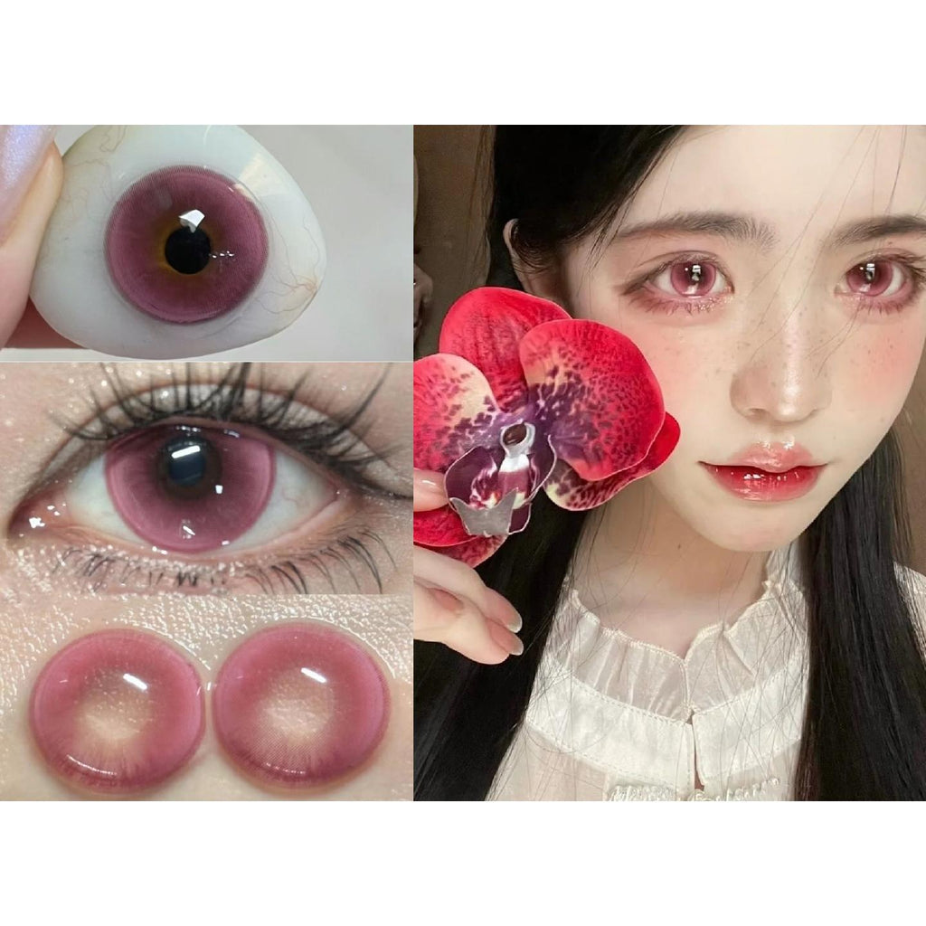 คอนแทคเลนส์สี ZRAHE FLLYCON ขนาด 14.50 มม. สีชมพู (ชนิดราย 6 เดือน)