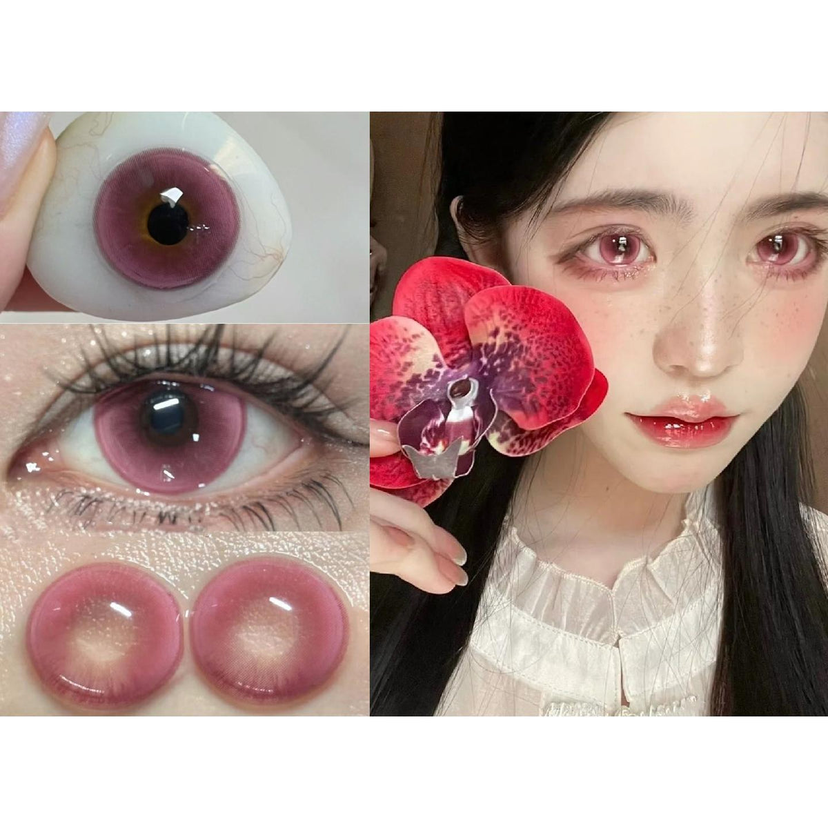ZRAHE FLLYCON 14.50mm Pink Colored Contact Lenses (6 Months Wear)