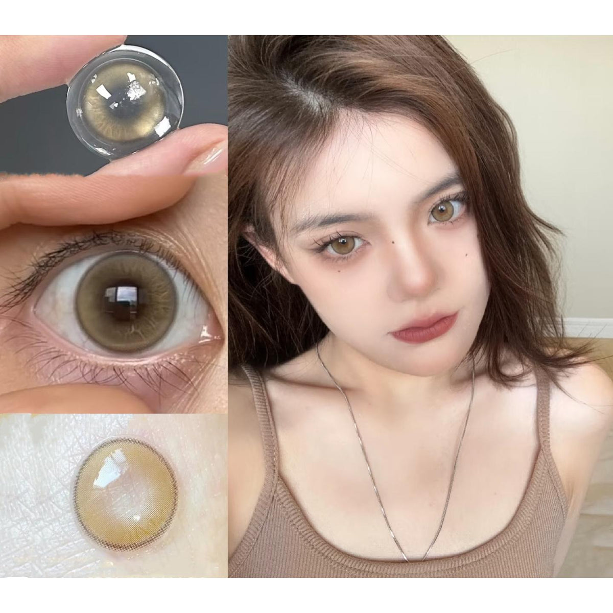 LLXIN ROSELENS 14.20mm Brown Colored Contact Lenses (6 Months Wear)