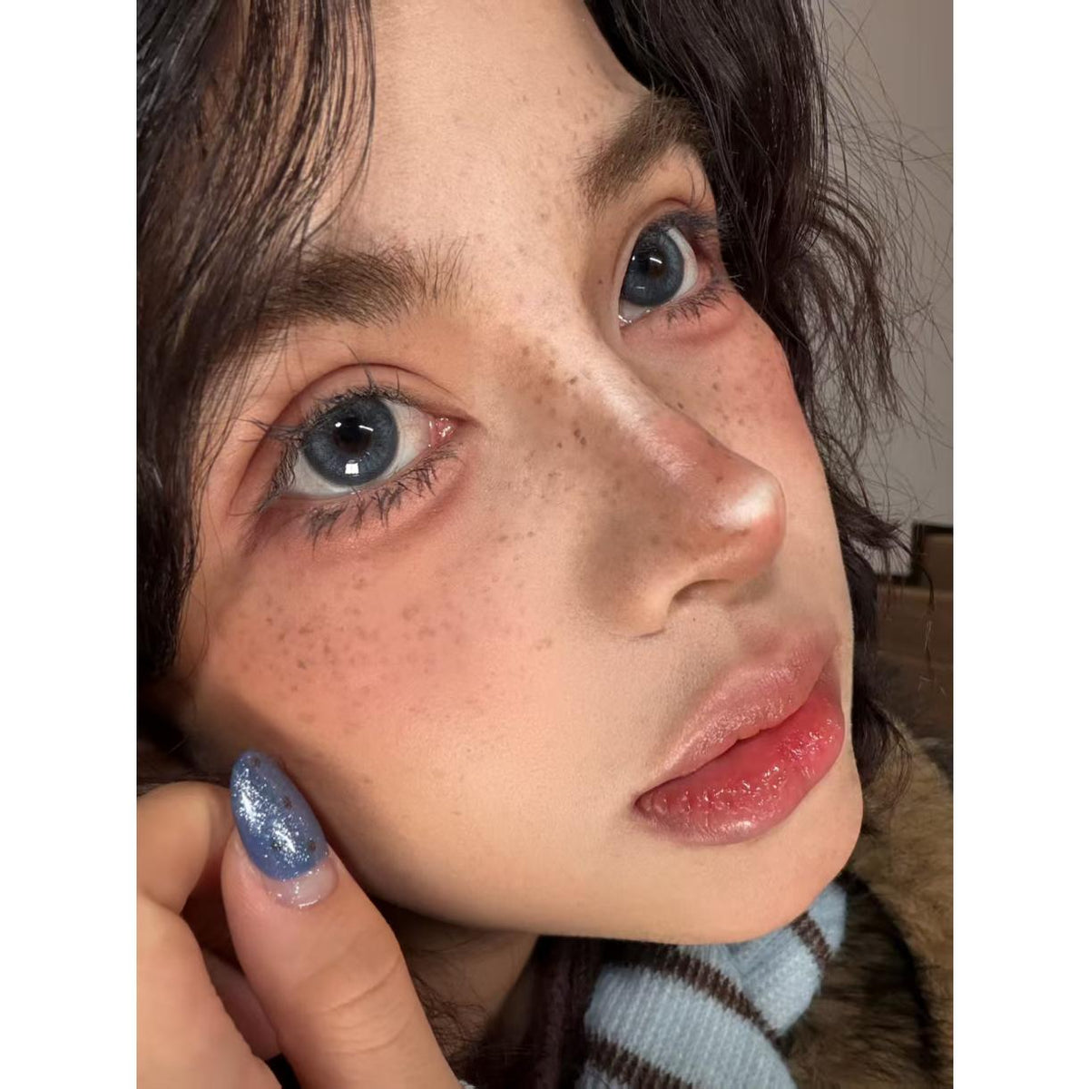 JSSSHENG MimiPark 14.20mm Blue Colored Contact Lenses (6 Months Wear)