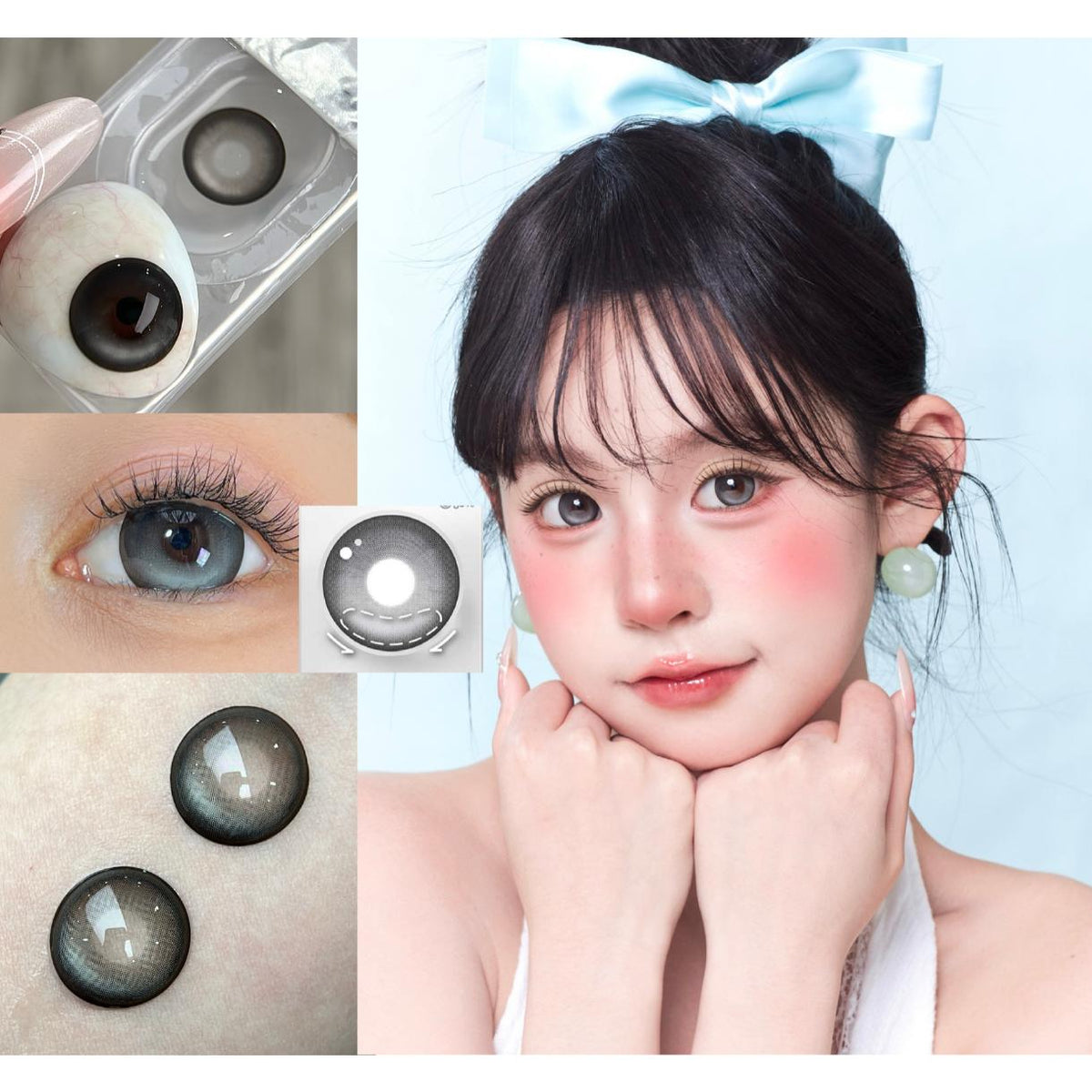 CDSMNSHEN OBALEN 14.50mm Gray Colored Contact Lenses (6 Months Wear)