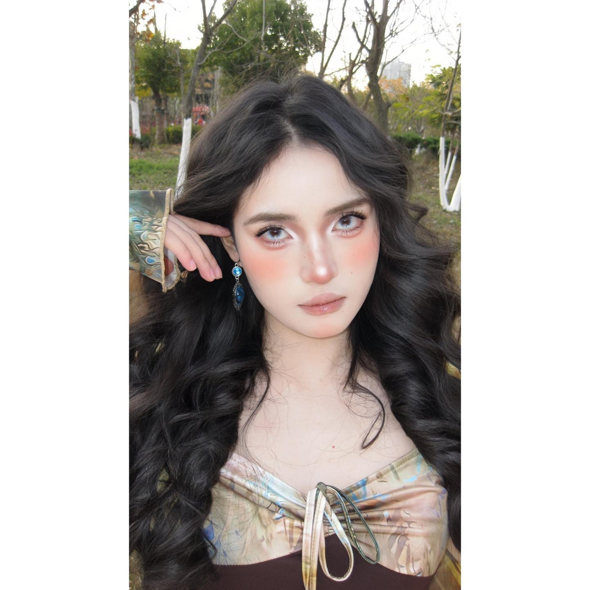 DXXZHU OBALEN คอนแทคเลนส์สีฟ้า ขนาด 14.20 มม. (ชนิดราย 6 เดือน)