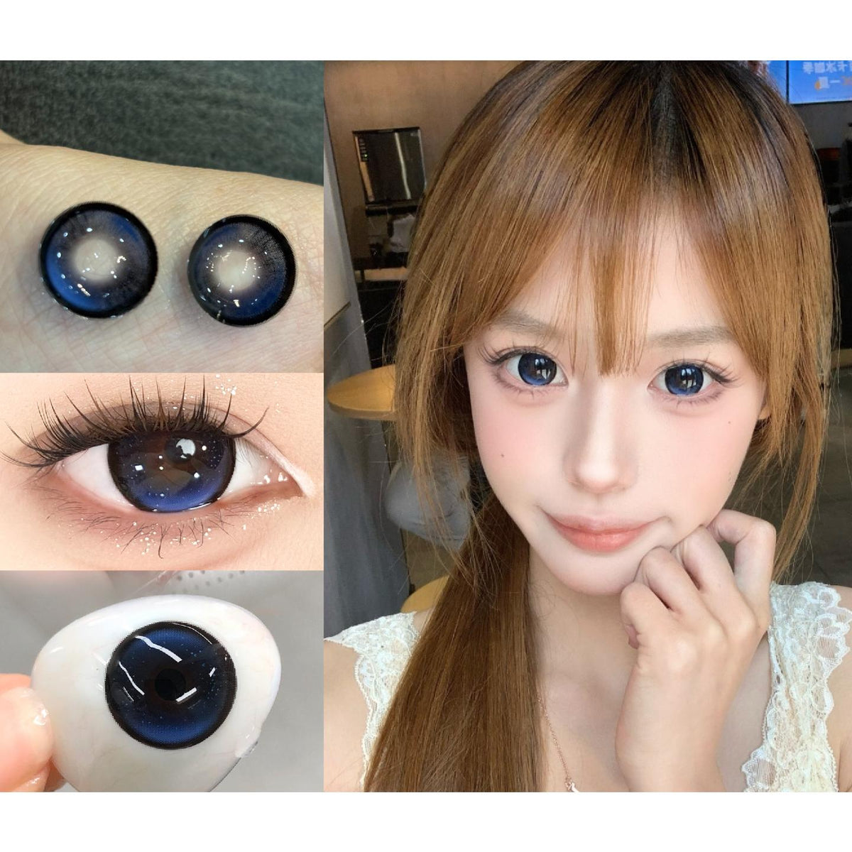 LHDQIU thestarlens 14.50mm Blue Colored Contact Lenses (6 Months Wear)