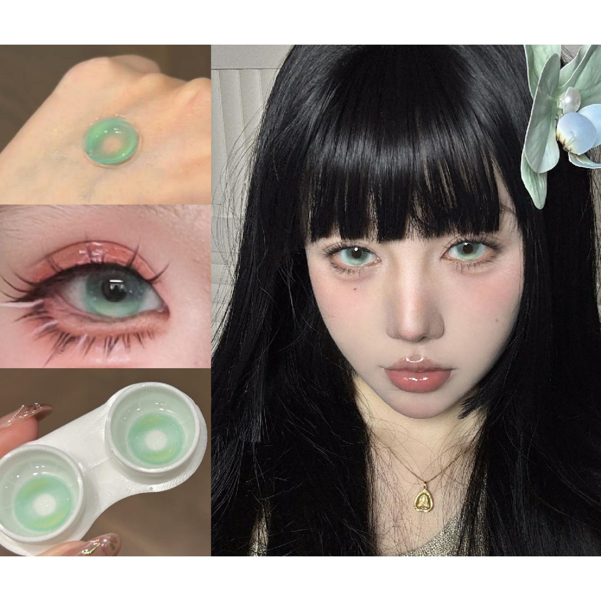 คอนแทคเลนส์สี TQDONG OBALEN ขนาด 14.50 มม. สีเขียว (แบบราย 6 เดือน)