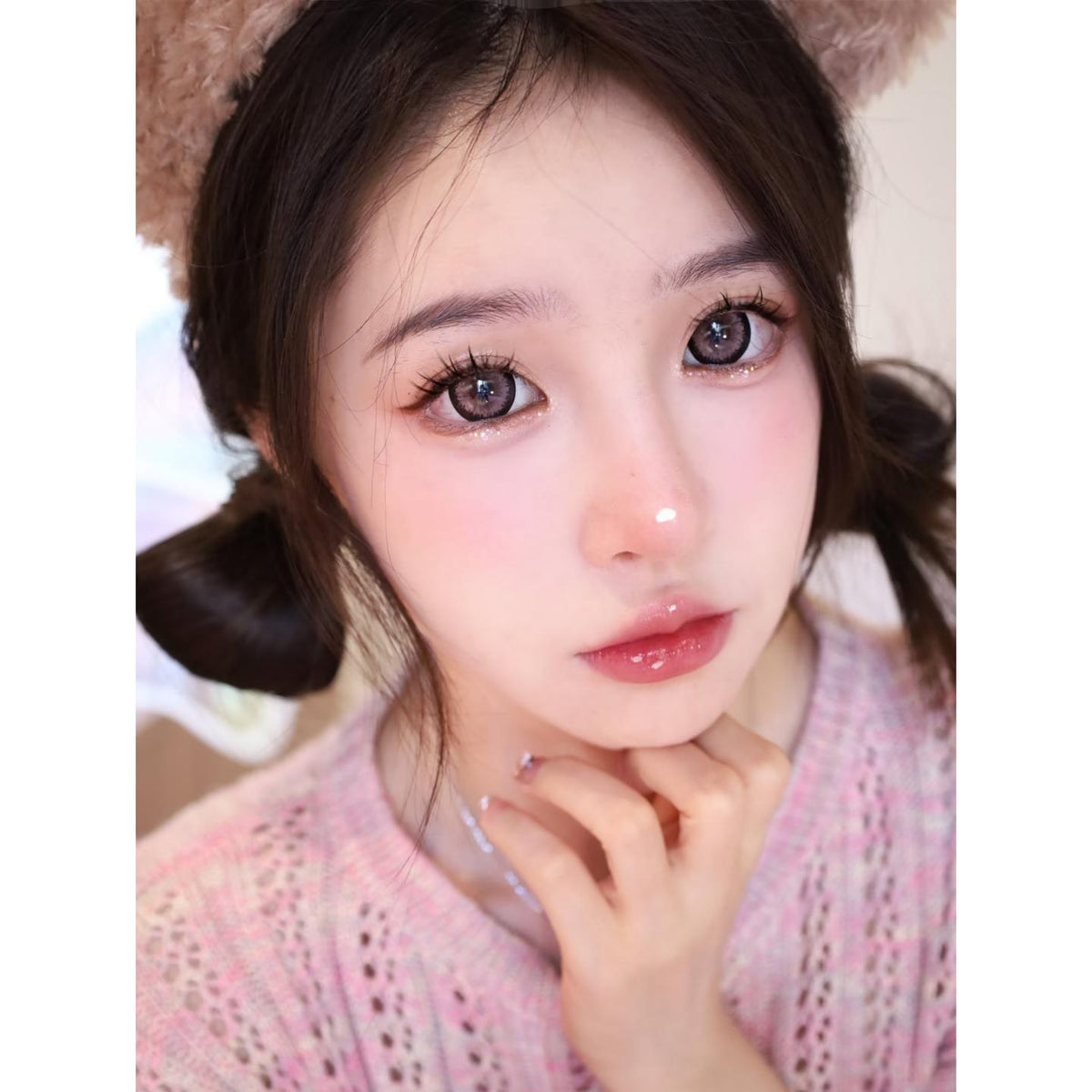 BSJFEN Xiyoulens 14.50mm Pink Colored Contact Lenses (6 Months Wear)