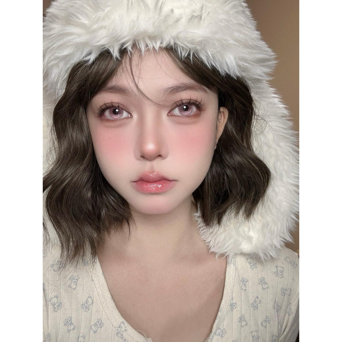 FQSHUI OBALEN 14.50mm Pink Colored Contact Lenses (6 Months Wear)