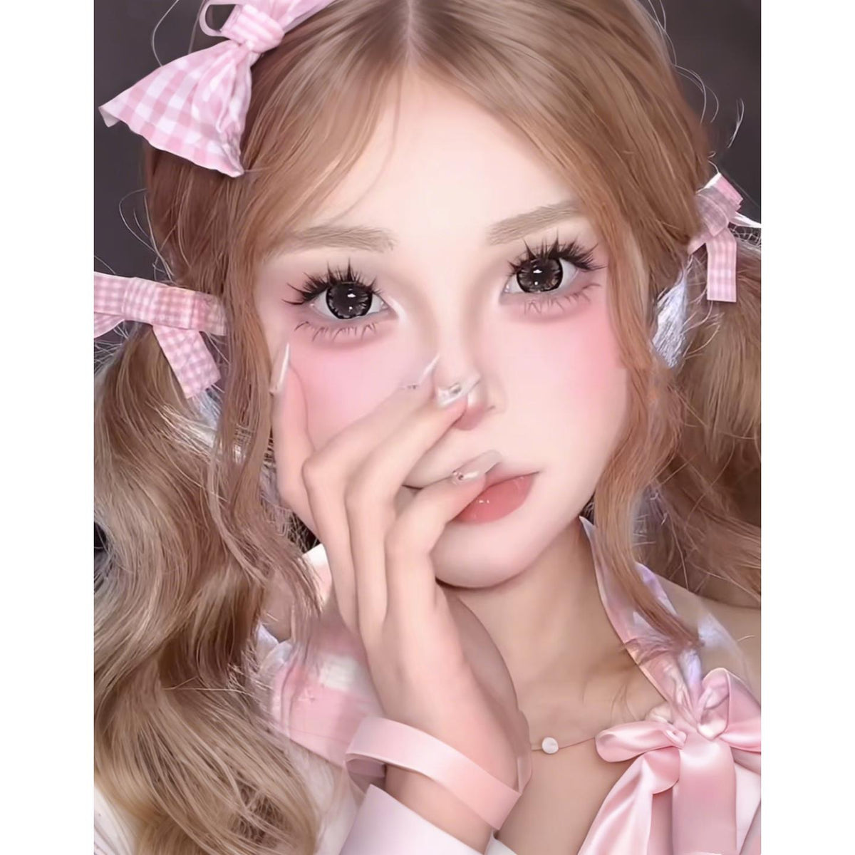YHMSHU FLLYCON 14.50mm Pink Colored Contact Lenses (6 Months Wear)