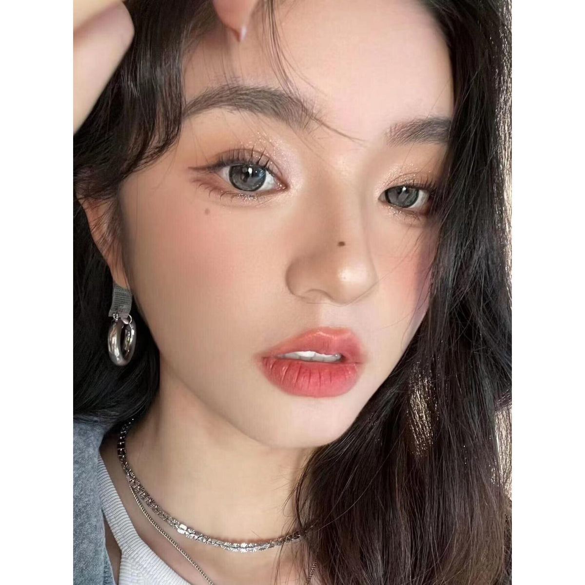 MNHJING OVOLOOK 14.20mm Grey Colored Contact Lenses (6 Months Wear)