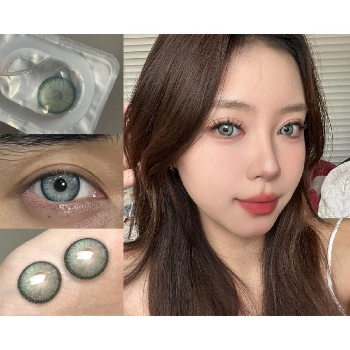 DZXBLV Xiyoulens คอนแทคเลนส์สีเขียว ขนาด 14.20 มม. (ชนิดราย 6 เดือน)