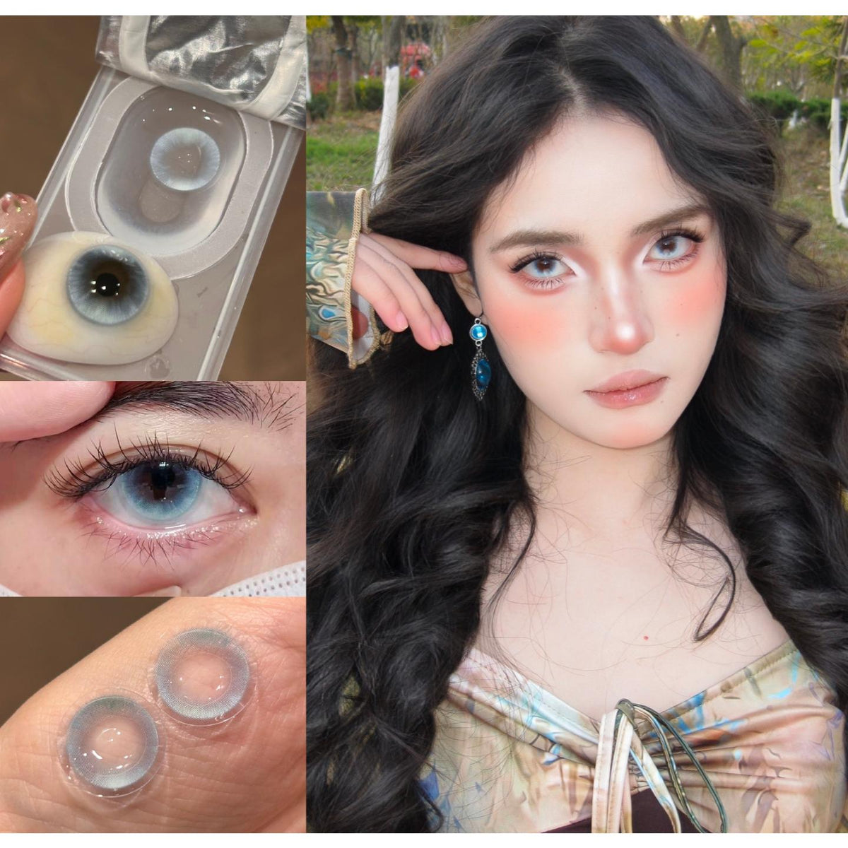 DXXZHU OBALEN คอนแทคเลนส์สีฟ้า ขนาด 14.20 มม. (ชนิดราย 6 เดือน)