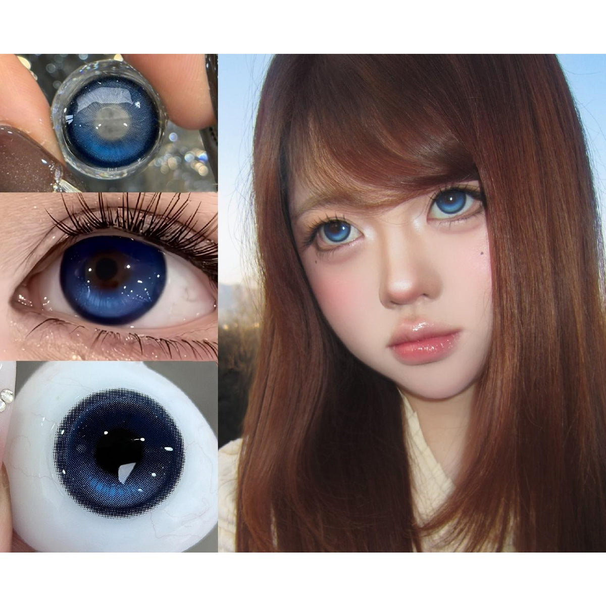 CDDZWWLAN OBALEN 14.50mm Blue Colored Contact Lenses (6 Months Wear)